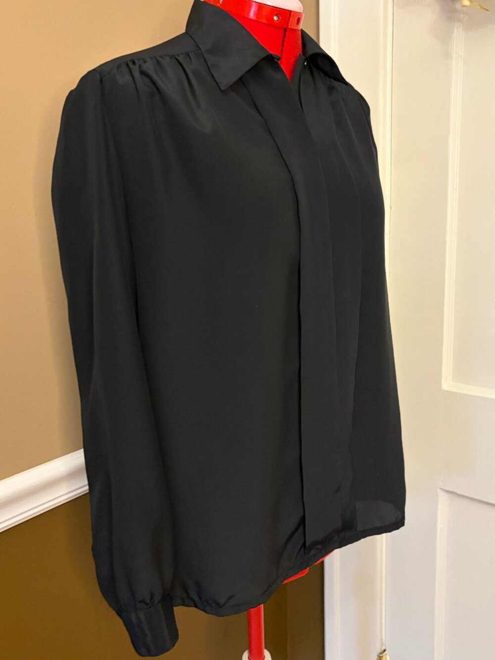 1980's Black Blouse - Worthington. Vintage Size 10 (M)